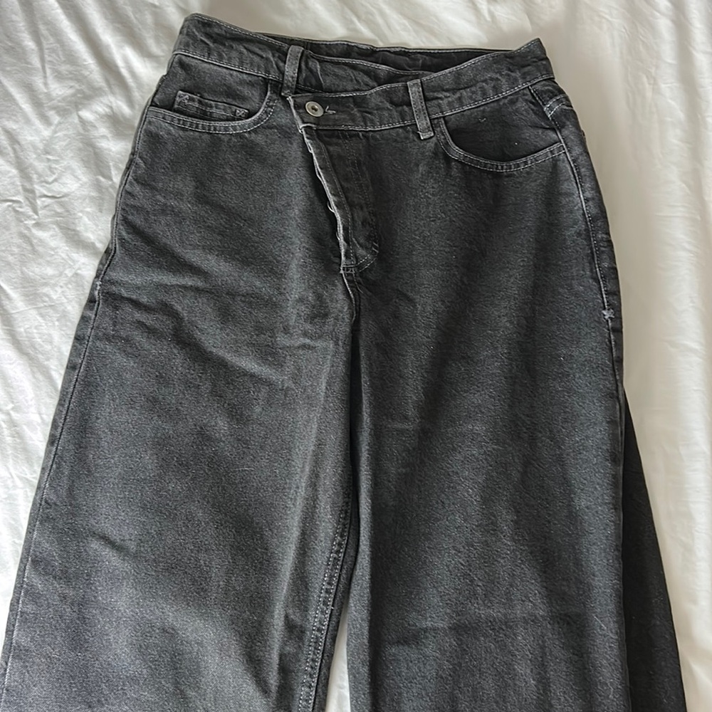 ASOS Charcoal Black Wide-Leg High-Rise Jeans
